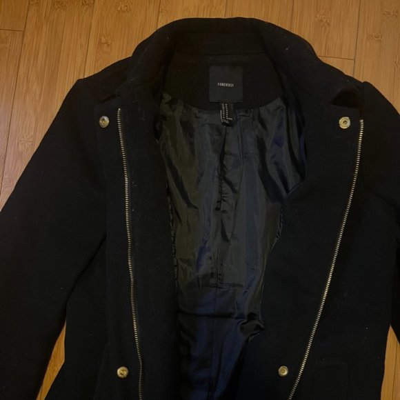 Winter/Fall Lined Black Coat | Medium size - Picture 3 of 5